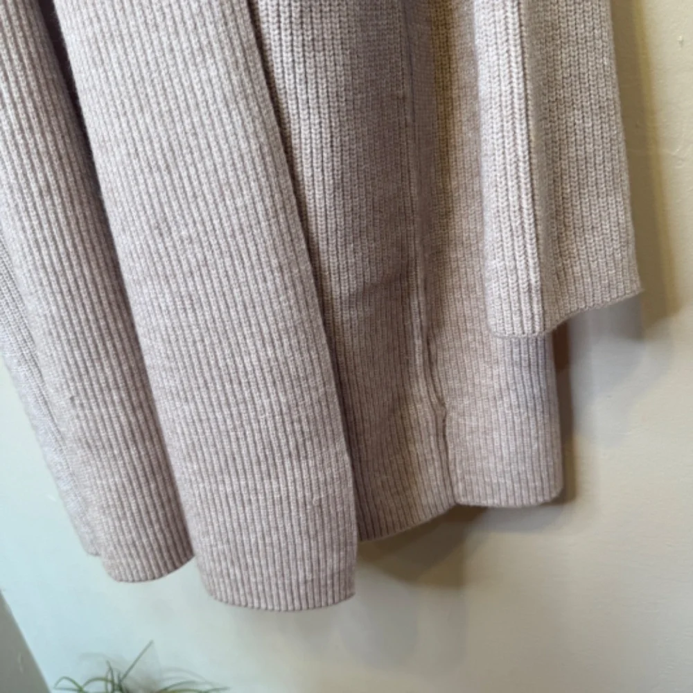 Ann Taylor | Shawl Collar Coatigan Open Front Oatmeal Knit Relaxed Cardigan - Picture 10 of 15